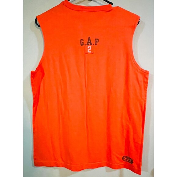 Vintage GAP Orange Sleeveless Graphic Tank Top  Medium  100% Cotton - Picture 2 of 3